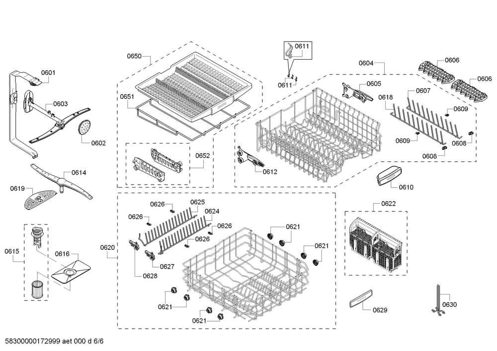 Diagram 6 Diagram and Parts List for SHX68TL5UC 02 Bosch Dishwasher