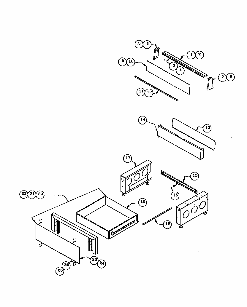Storage Drawer And Base Diagram and Parts List for RDF30  Thermador Range