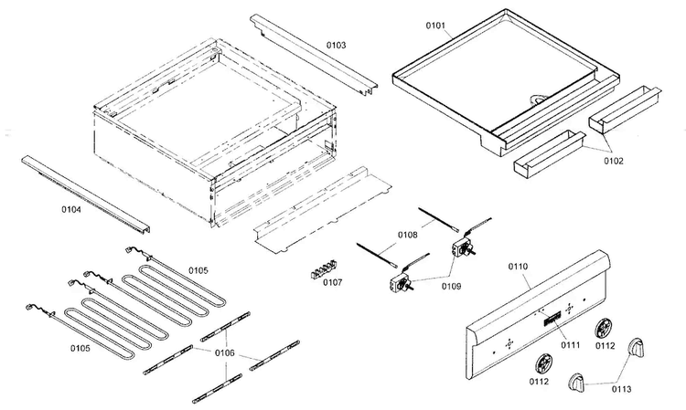 Cooktop Diagram and Parts List for PCD24EE01  Thermador Cooktop
