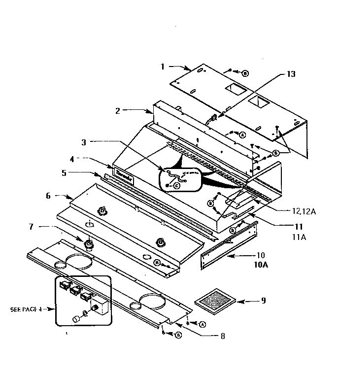 Rough-in Plate Diagram and Parts List for H42HQS  Thermador Range Hood