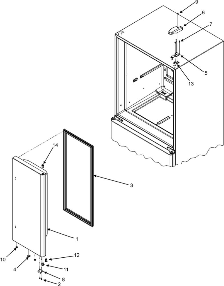 Right Refrigerator Door Diagram and Parts List for RY4951  Gaggenau Refrigerator