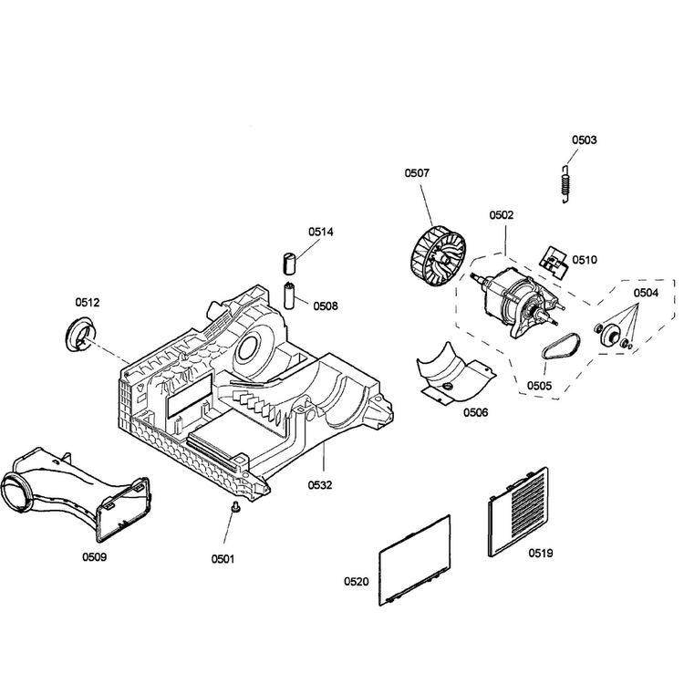 Motor Assy Diagram and Parts List for WTV76100US 04 Bosch Dryer