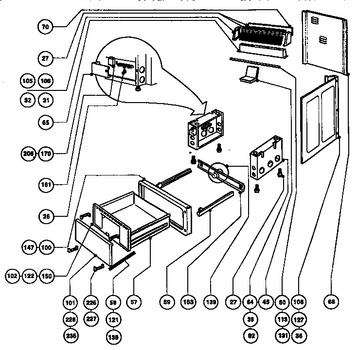 Storage Drawer And Base Diagram and Parts List for REF30Q  Thermador Range