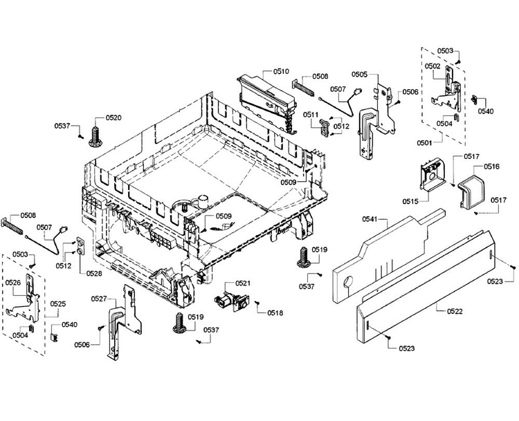 Base Section Diagram and Parts List for SHX3AR72UC 19 Bosch Dishwasher