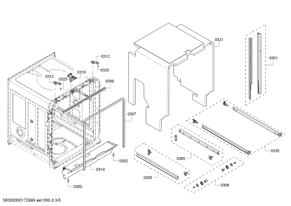 Diagram 3 Diagram and Parts List for SHX68TL5UC 02 Bosch Dishwasher
