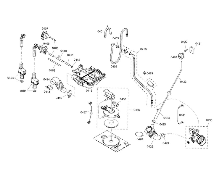 Dispenser/sump/pump Diagram and Parts List for WFMC544SUC 15 Bosch Washer