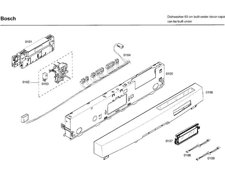 Control Diagram and Parts List for SHE99C05UC 40 Bosch Dishwasher