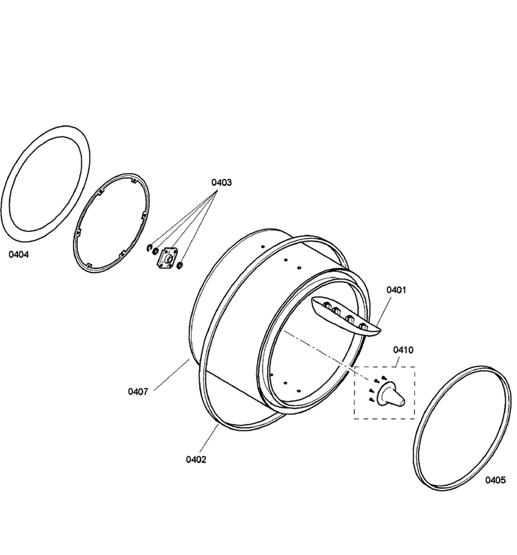 Drum Assy Diagram and Parts List for WTE86300US 04 Bosch Dryer