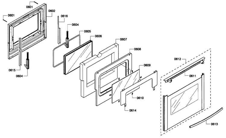 Door Assy Diagram and Parts List for HGS7282UC 06 Bosch Range