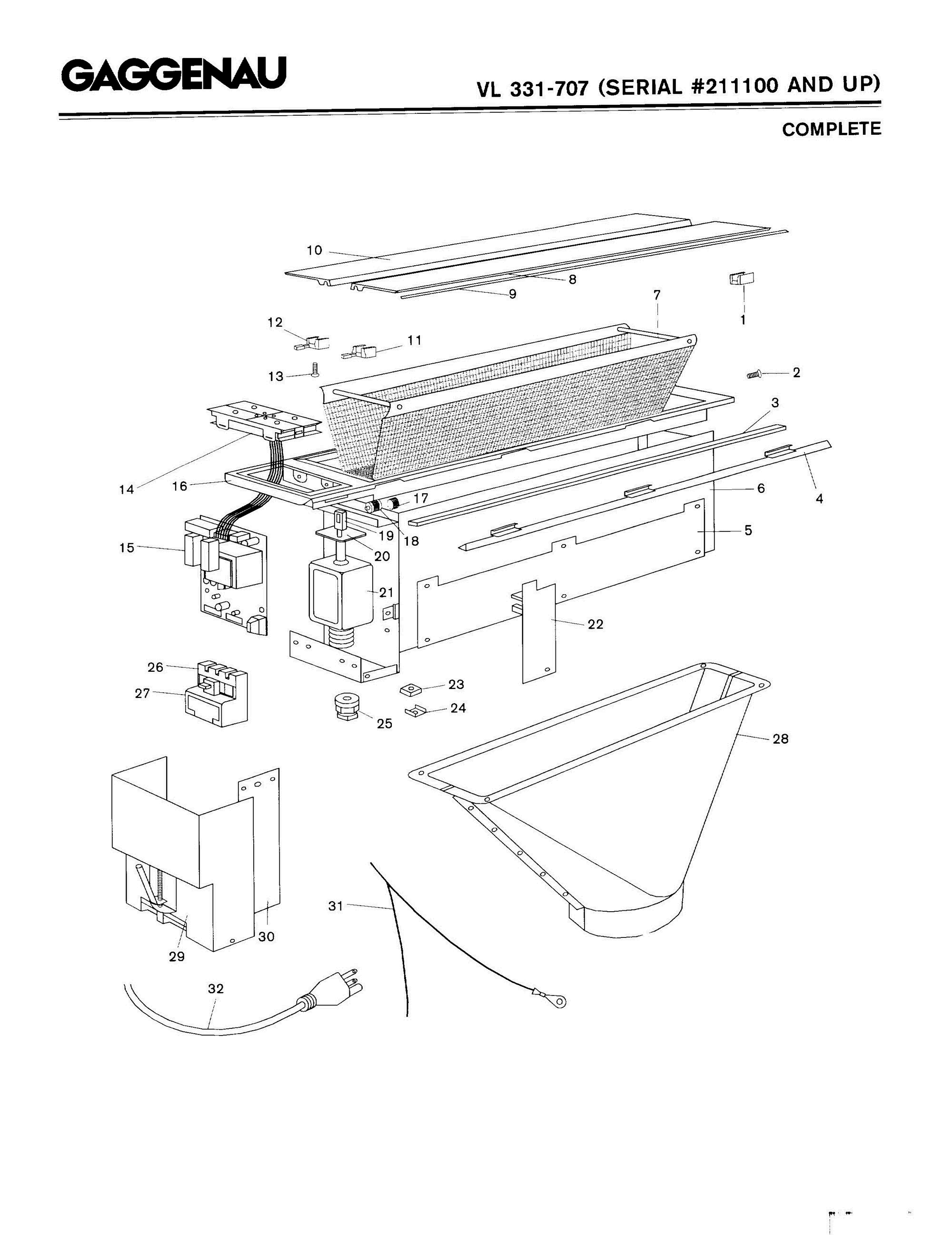01 - COMPLETE Diagram and Parts List for VL331-707211100UP  Bosch Miscellaneous