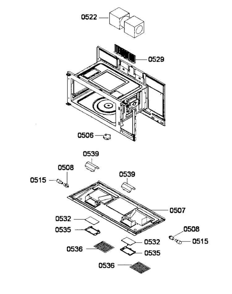 Bottom Assy Diagram and Parts List for HMV3021U 01 Bosch Microwave