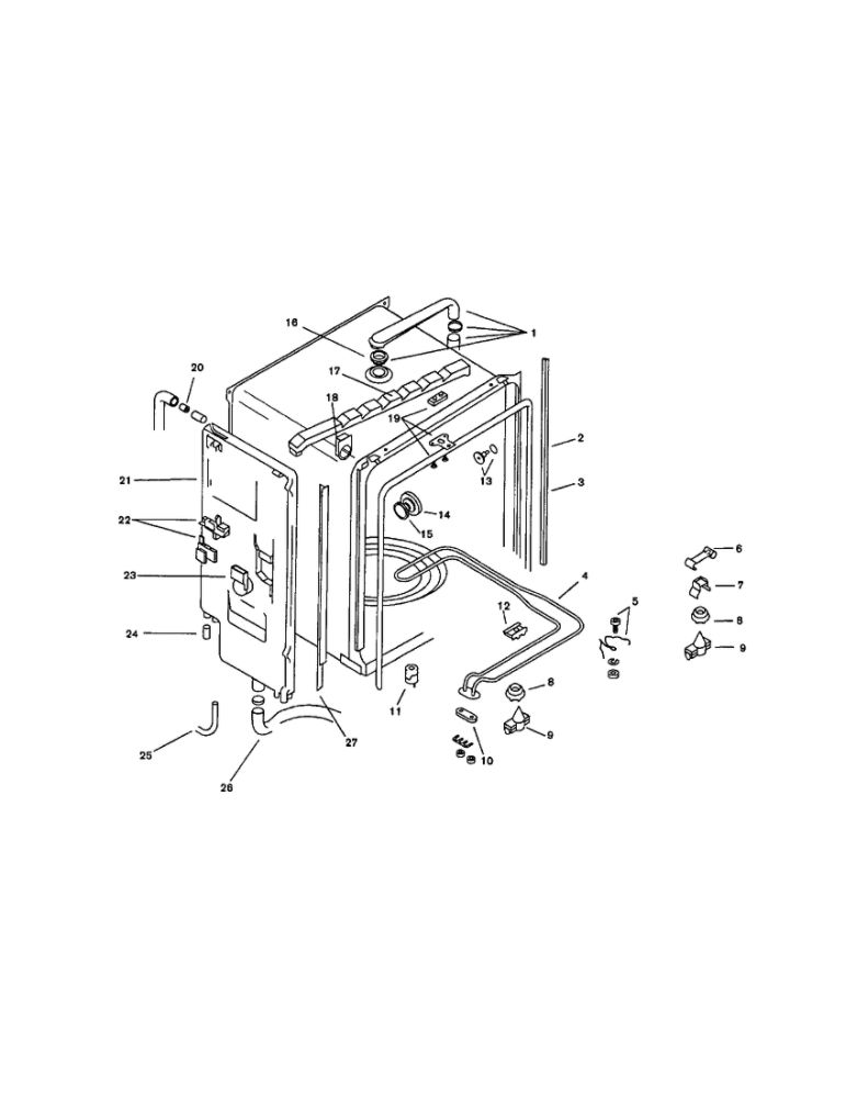 Inner Liner Diagram and Parts List for SMU2042UC 09 Bosch Dishwasher