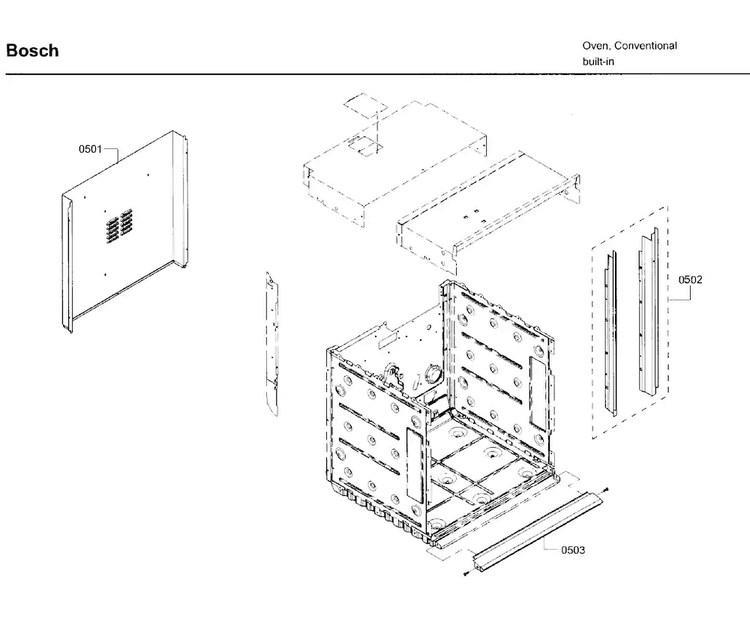 Frame Diagram and Parts List for HBN5420UC 02 Bosch Wall Oven