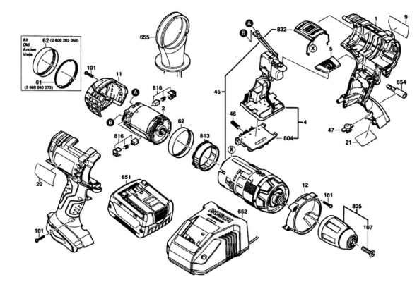 Bosch 17614-01 Diagram and Parts List for 17614-01  Bosch Cordless Drill