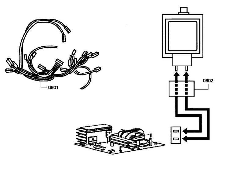 Harnesses Diagram and Parts List for MEMCW301EP-03  Thermador Microwave