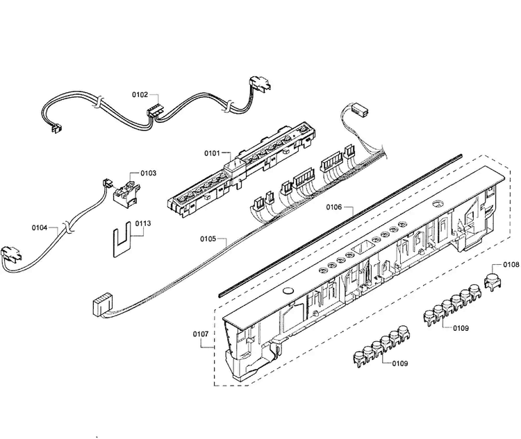 Control Panel Diagram and Parts List for SHX4AT55UC 12 Bosch Dishwasher