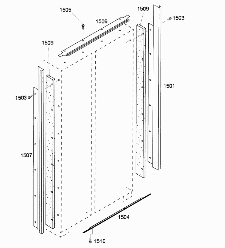 Framing Diagram and Parts List for KBUDT4255E 03 Thermador Refrigerator