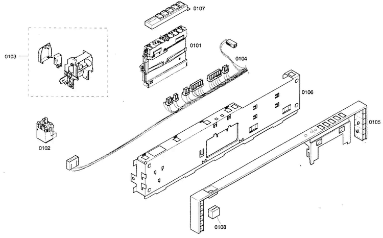 Control Panel Diagram and Parts List for SHX46A02UC 21 Bosch Dishwasher