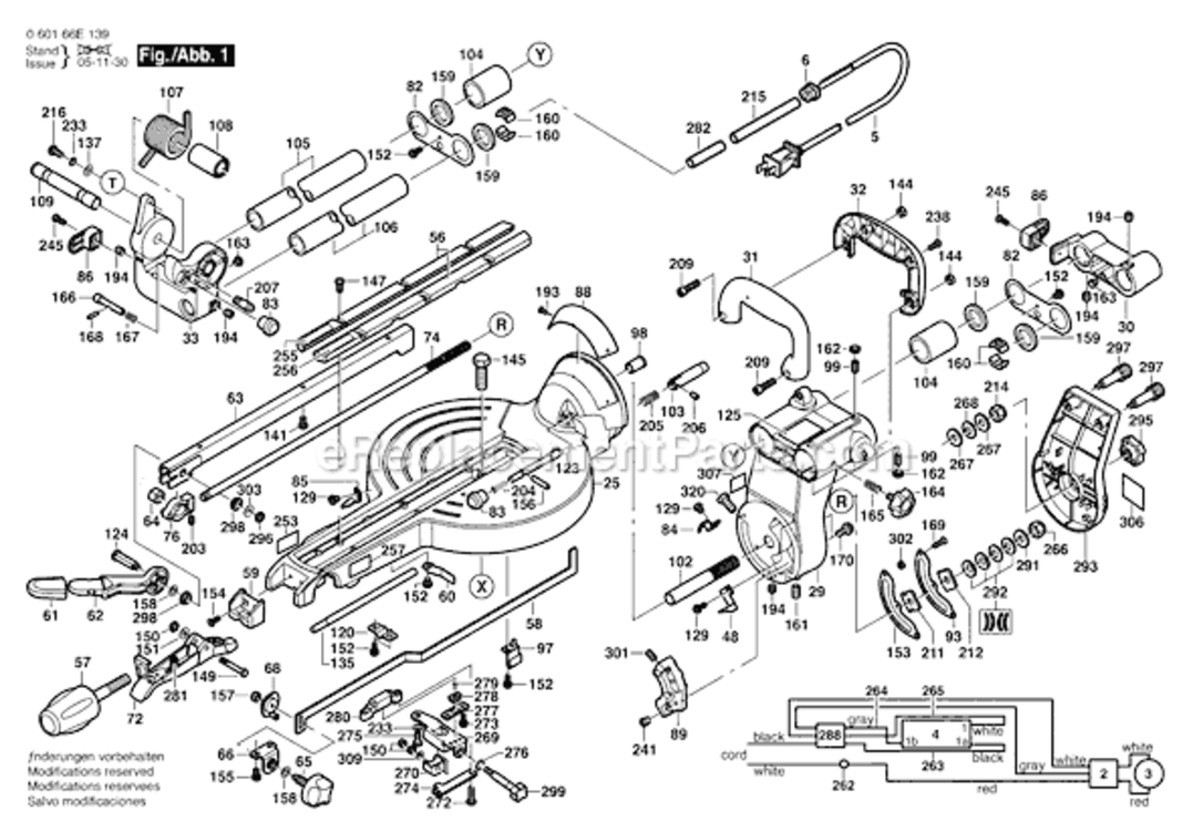 Page A Diagram and Parts List for 4410 060166E139 Bosch Miter Saw