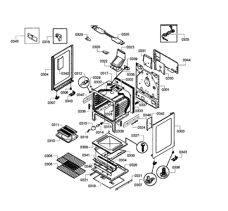 Main Assy Diagram and Parts List for HGS3023UC 08 Bosch Range