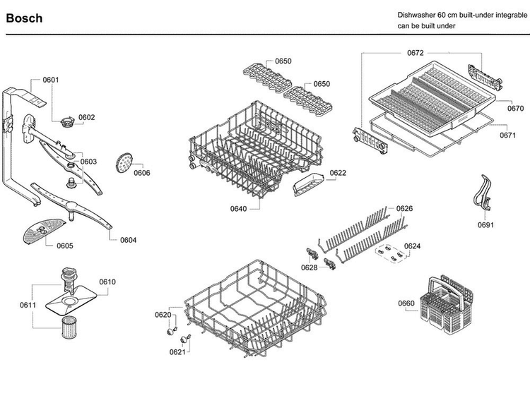 Rack Asy Diagram and Parts List for SHX7ER55UC 55 Bosch Dishwasher