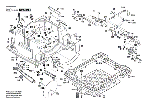 Bosch 3601l13014 3 Diagram and Parts List for 3601L13014  Bosch Table Saw