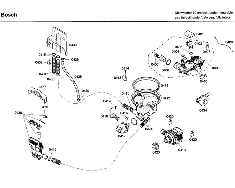 Pump Diagram and Parts List for SHV68M03UC 46 Bosch Dishwasher