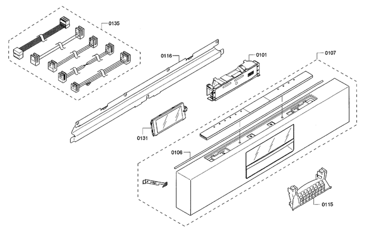 Control Panel Diagram and Parts List for SHE8PT55UC 05 Bosch Dishwasher