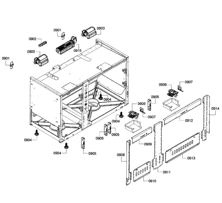 Cabinet Diagram and Parts List for PRD484EEHU 01 Thermador Range