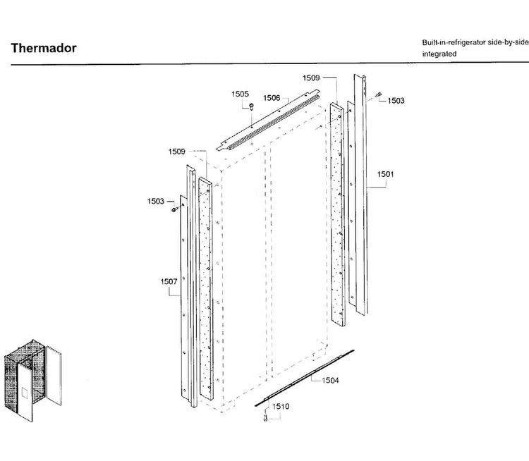Trim Plate Asy Diagram and Parts List for T42BD820NS 02 Thermador Refrigerator