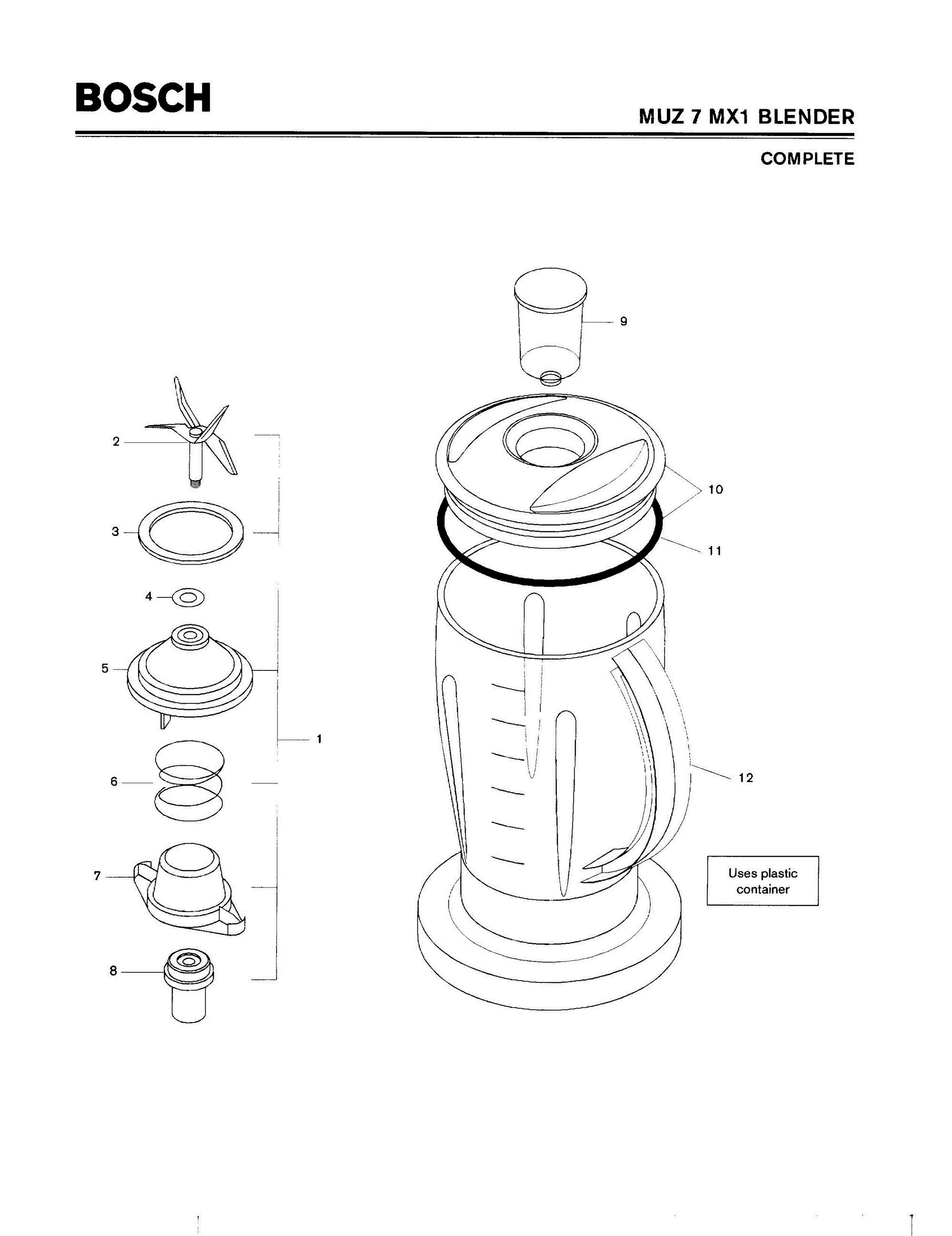 01 - COMPLETE Diagram and Parts List for MUZ7MX1(FD7709-)  Bosch Blender