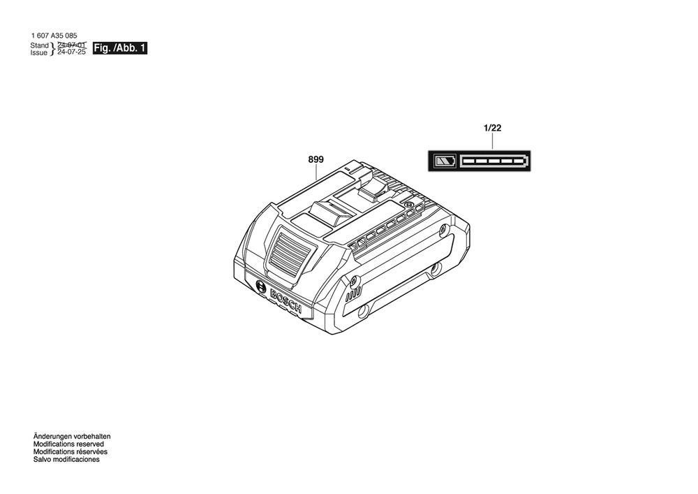 Section 1 Diagram and Parts List for 1607A350AP  Bosch Charger