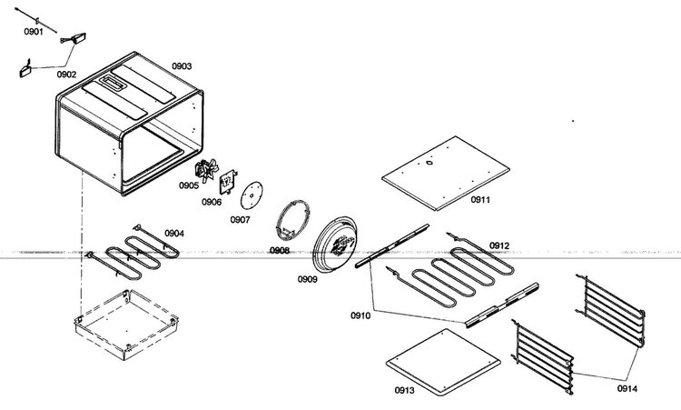 Large Oven Diagram and Parts List for PRD484ECG02  Thermador Range