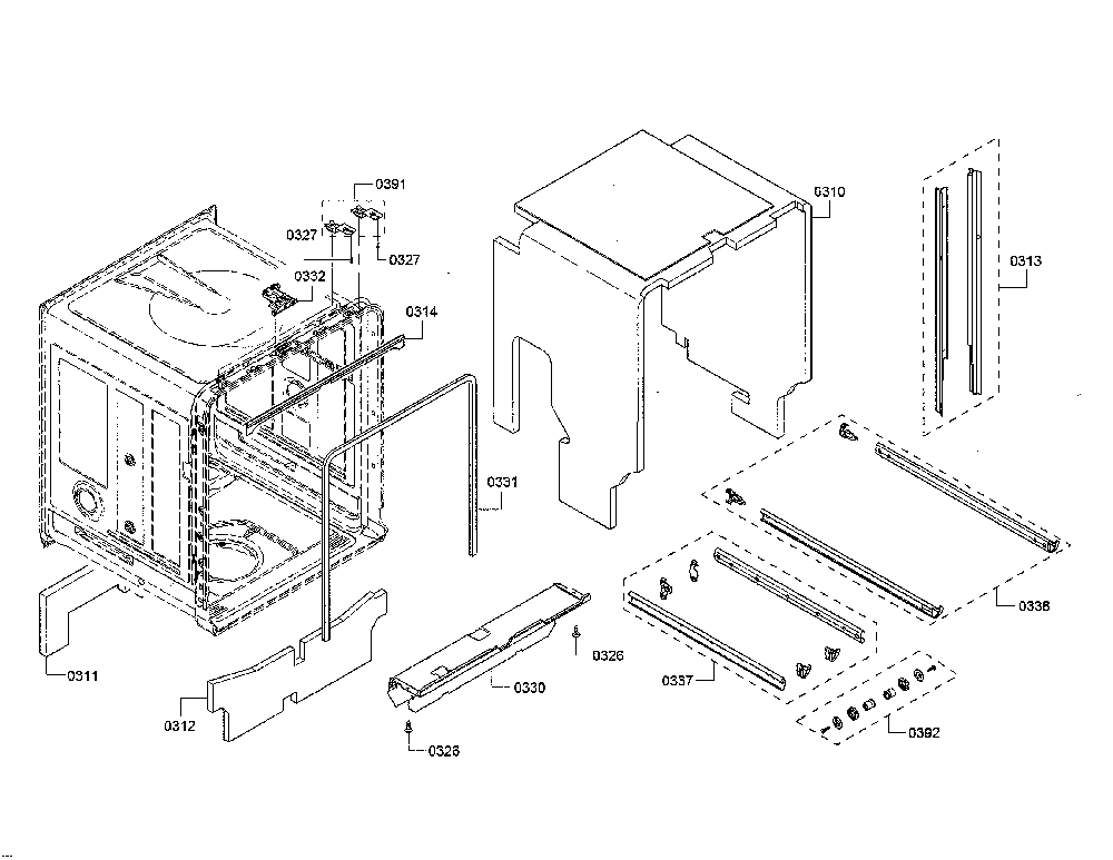 Tub/sealing Diagram and Parts List for SHE863WF2N 01 Bosch Dishwasher