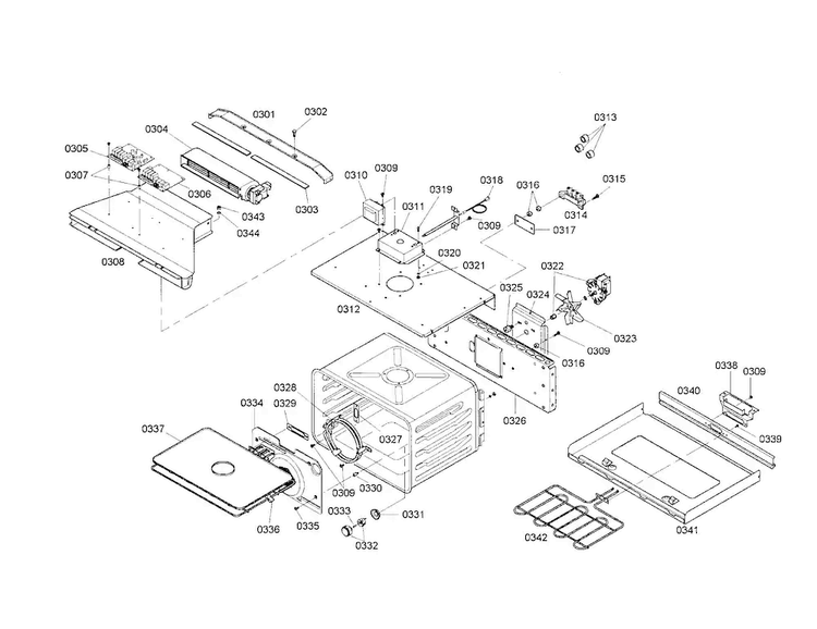 Upper Cavity Diagram and Parts List for HBN5055AUC 01 Bosch Wall Oven