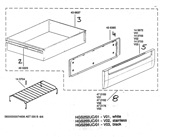 Warming Drawer Diagram and Parts List for HGS252UC 01 Bosch Range