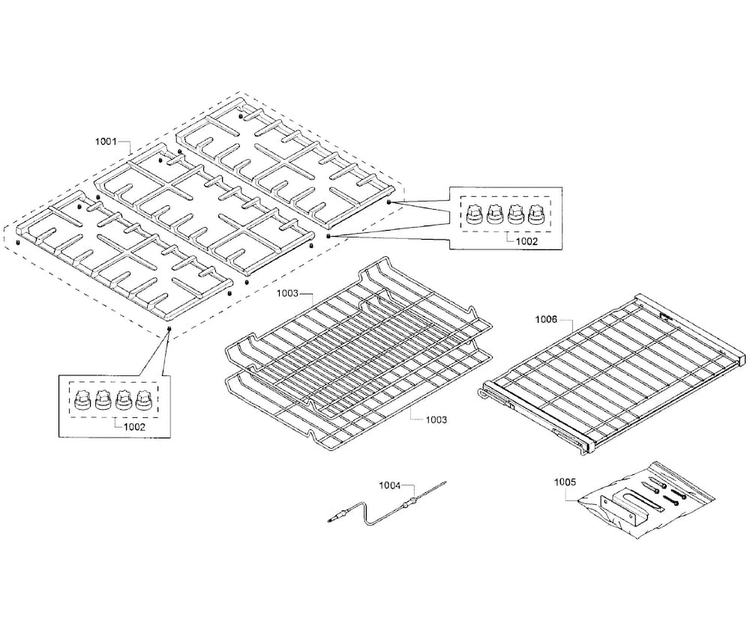 Rack Asy Diagram and Parts List for HGIP054UC 03 Bosch Range