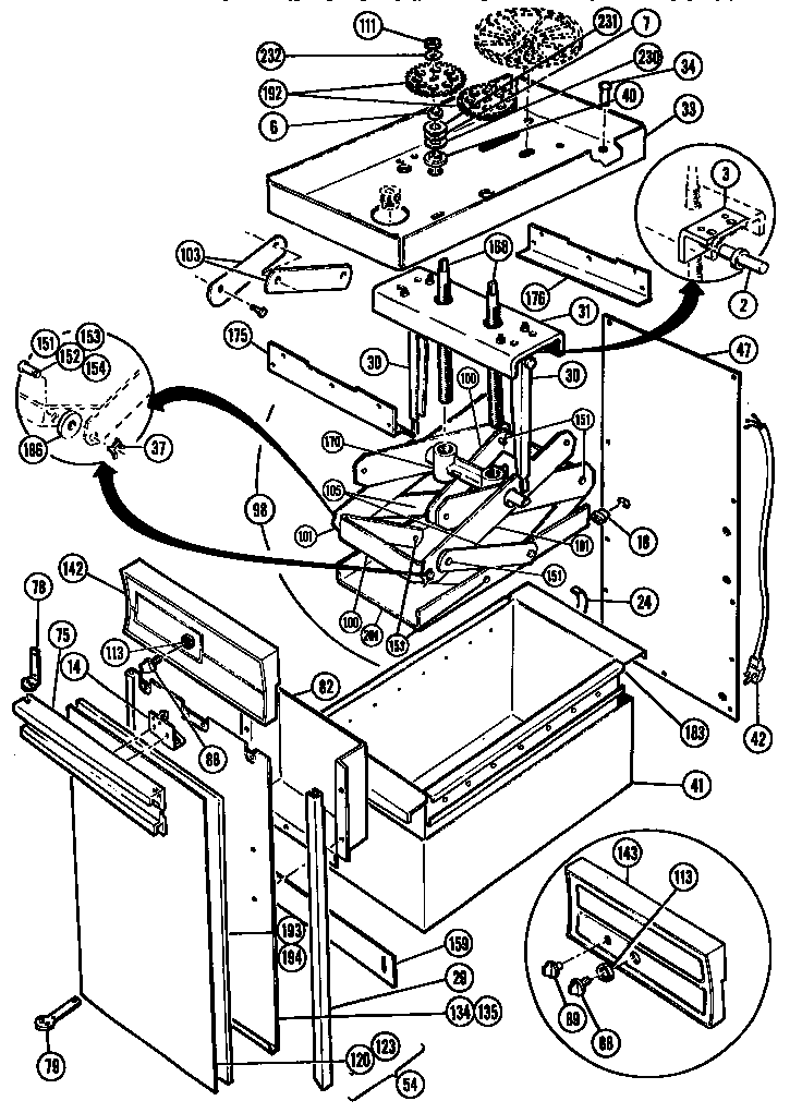 Frame Diagram and Parts List for WCC22  Thermador Trash Compactor