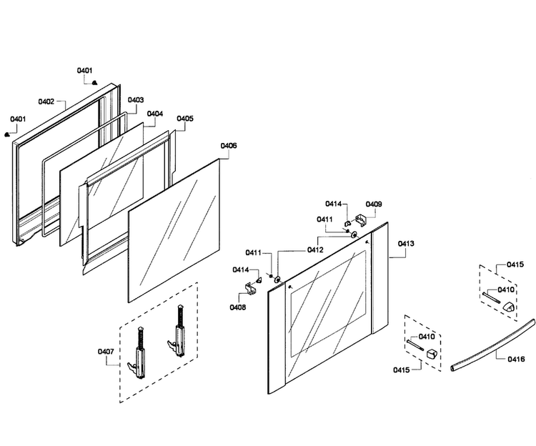 Door Upper Diagram and Parts List for HBL5660UC 06 Bosch Wall Oven
