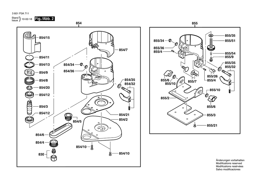 Page B Diagram and Parts List for PR20EVS 3601F0A711 Bosch Router