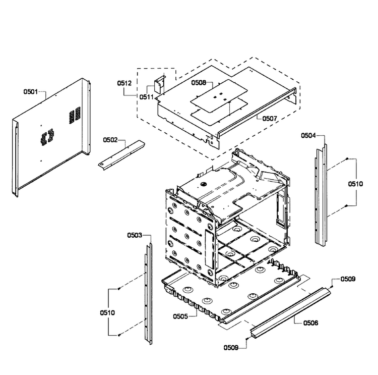 Cabinet Assy Diagram and Parts List for HBL8450UC 07 Bosch Wall Oven