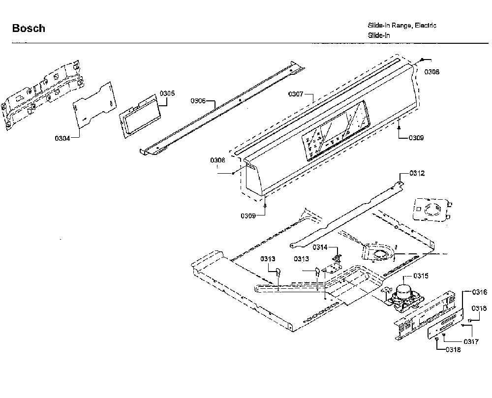 Control Diagram and Parts List for HIIP054U 05 Bosch Range