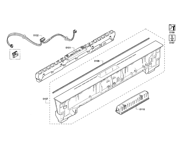 Control Panel Diagram and Parts List for SHX68T56UC 02 Bosch Dishwasher