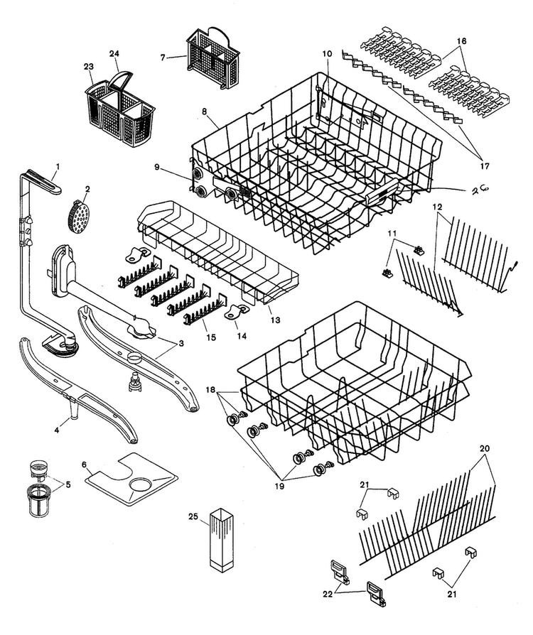 Racks Diagram and Parts List for SHU9952UC 12 Bosch Dishwasher