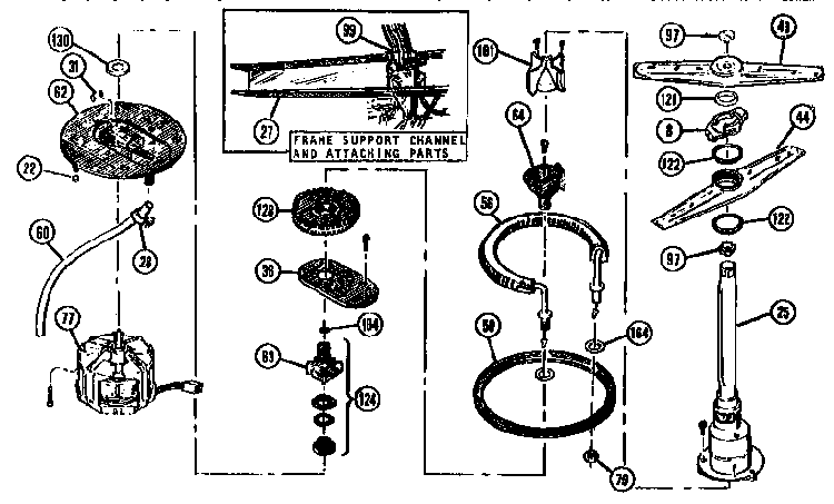Motor/gaskets Diagram and Parts List for WSK-1100  Thermador Dishwasher
