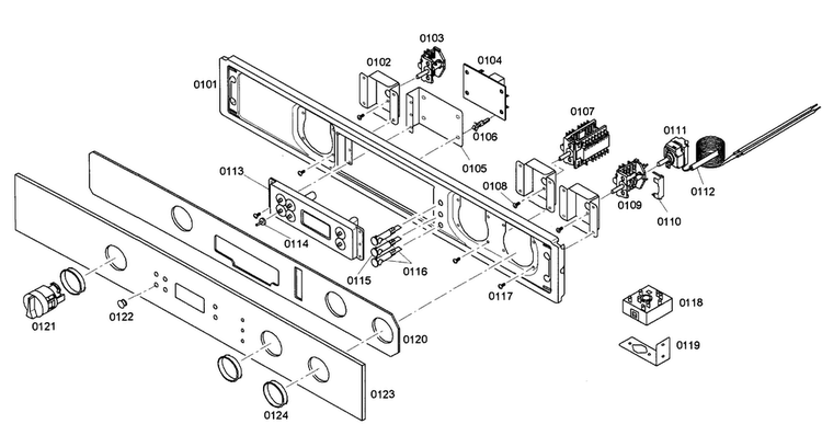 Control Panel Diagram and Parts List for HBN646AUC 01 Bosch Wall Oven