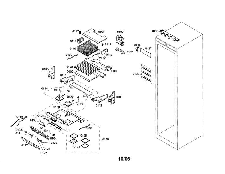 Refrigerator Section Diagram and Parts List for T24IR70FSS-01  Thermador Refrigerator