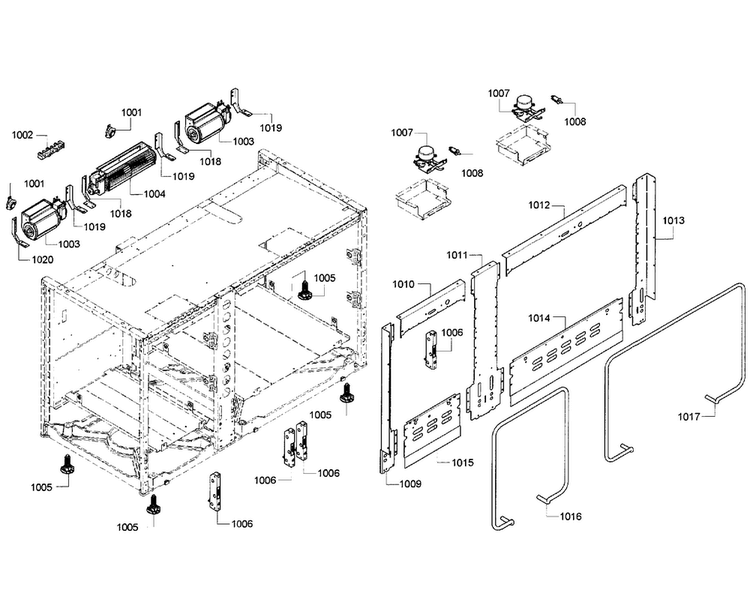 Cabinet Diagram and Parts List for PRD486GDHC 10 Thermador Range