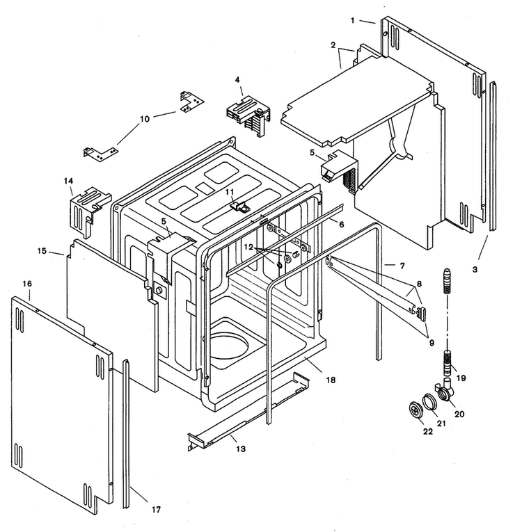 Tank Assy Diagram and Parts List for SHU9956UC 12 Bosch Dishwasher