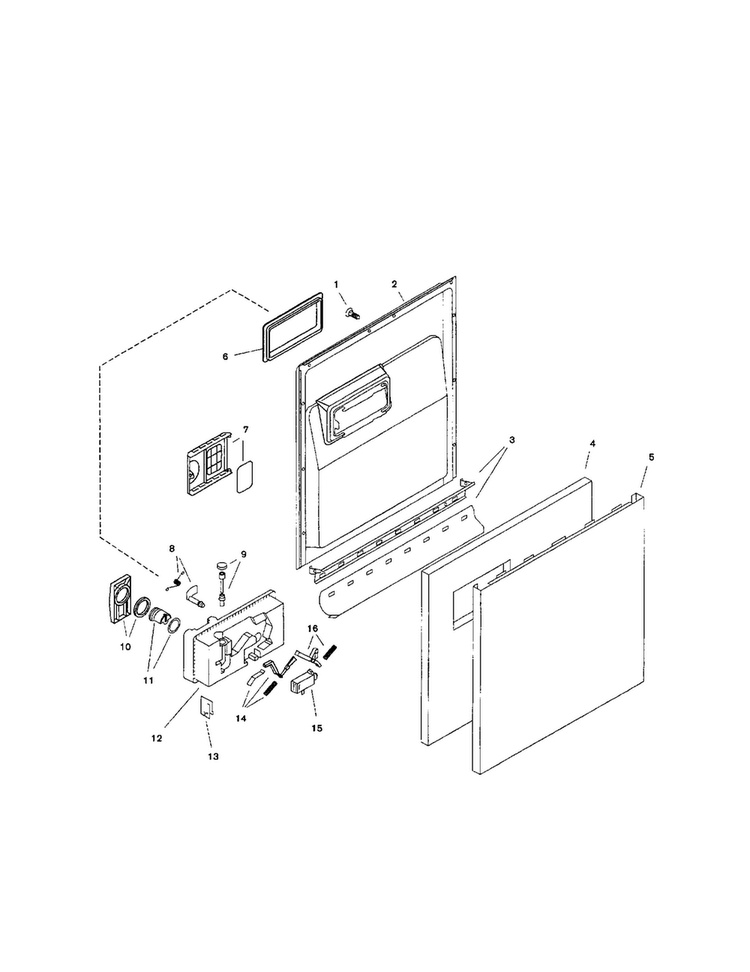 Door Assembly Diagram and Parts List for SHU5315UC 12 Bosch Dishwasher